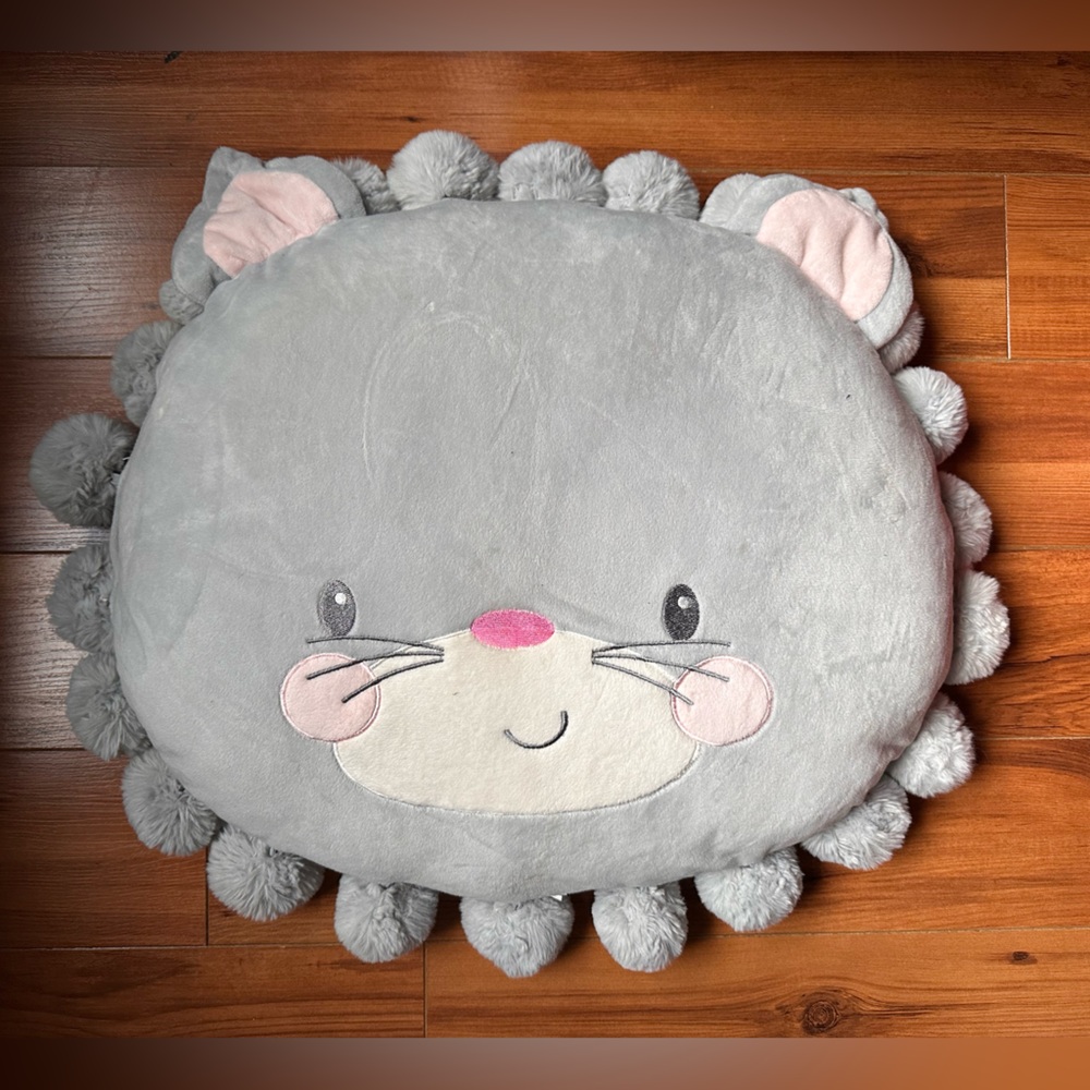Luvable Friends Gray and Pink Cat Accent Pillow
